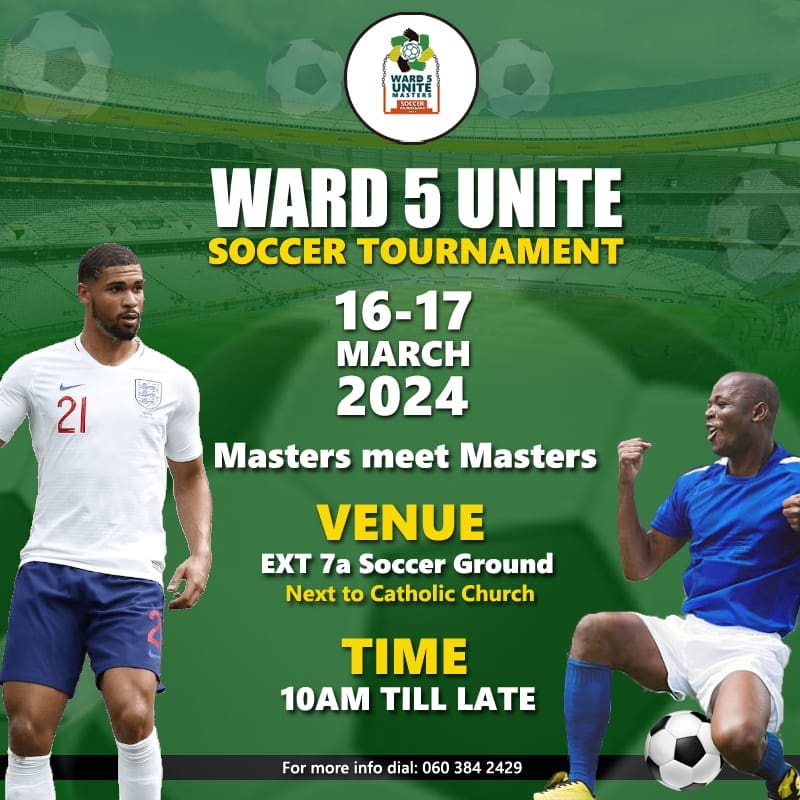 Ward 5 Unite Soccer Tournament set to kick off tomorrow at Roma’s Grounds in Ext 7a