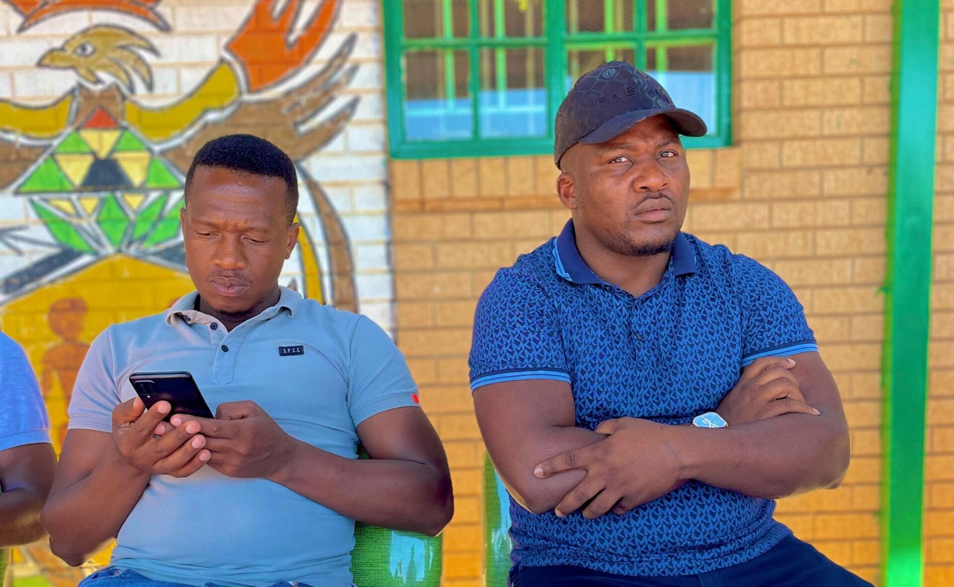 Orange Farm’s Zamikhaya Ngubane and maskandi artist Gatsheni donate dignity packs to Stretford Primary learners