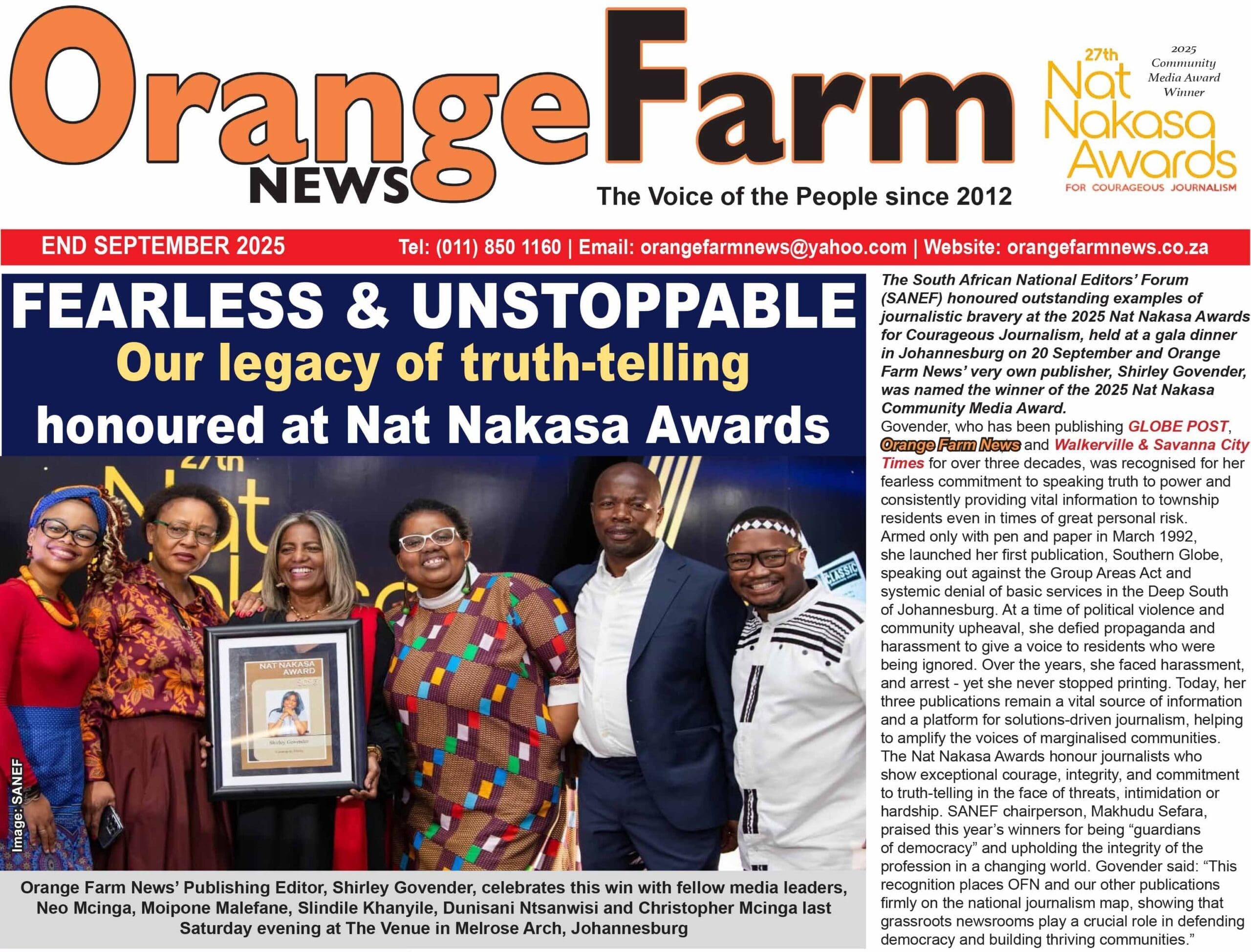 Orange Farm News – End September Issue Now Out!