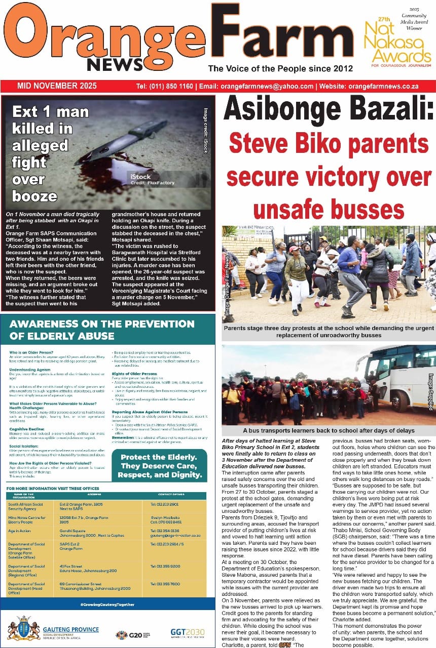 Orange Farm News – Mid-November issue