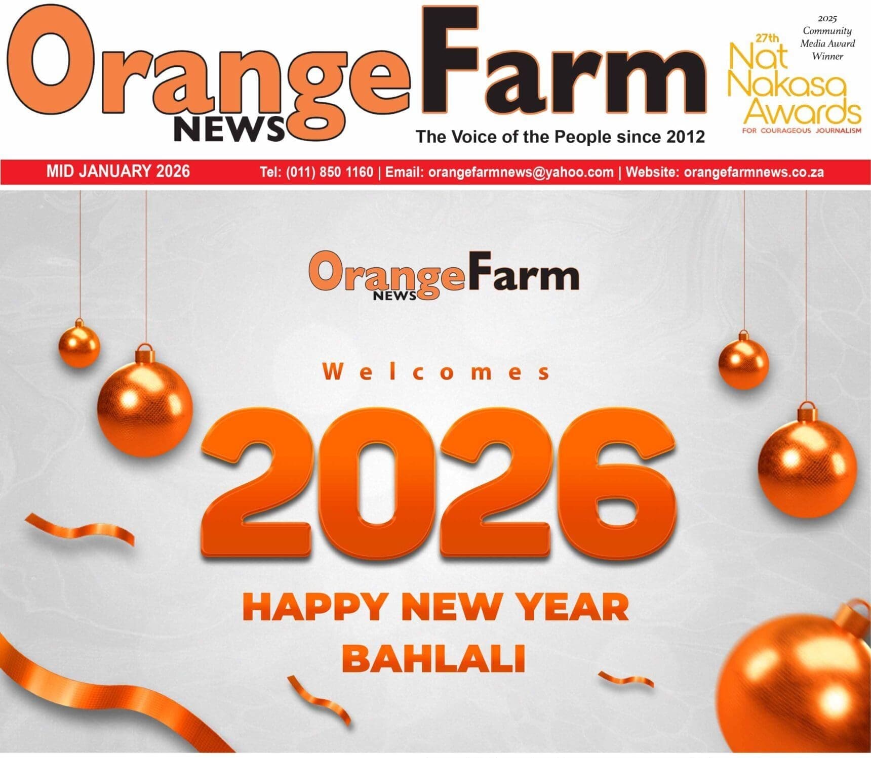 Orange Farm News – Mid January Issue